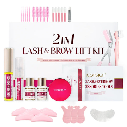 2IN1 Professional Fast Perming LASH & BROW Liftng Kit  Lasting 6-8 Weeks Mascara Lifting Eyelashes Enhancer Makeup Tool